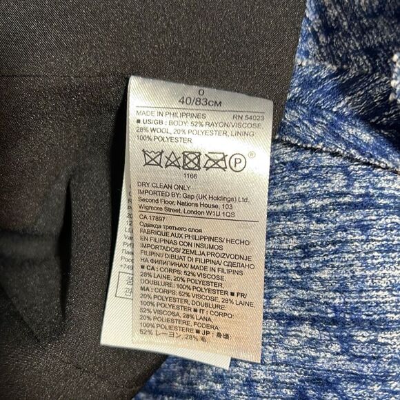 Banana Republic Wool Blend Peplum Jacket, Size 0, Navy Blue - Picture 4 of 8